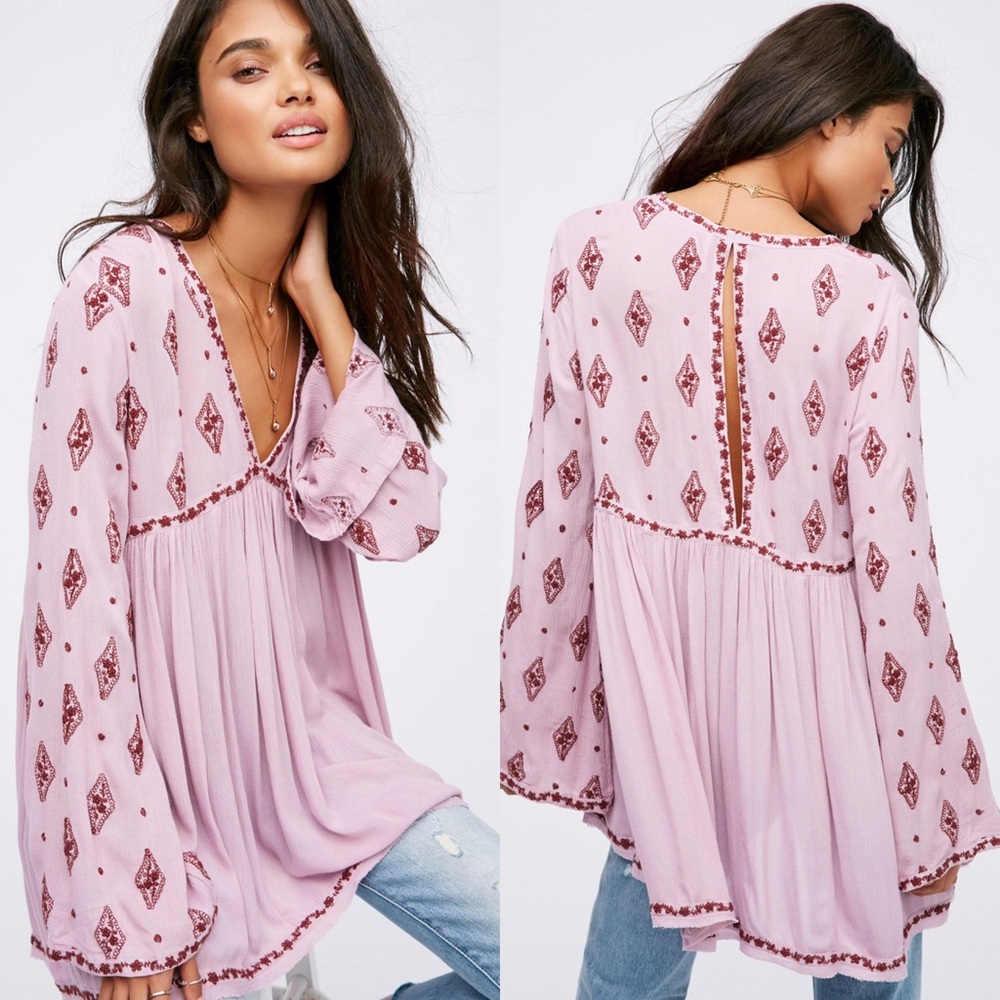 Free People Diamond Embroidered Tunic Oversized - Picture 1 of 12